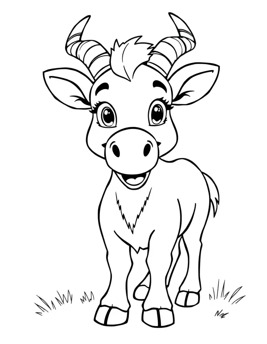 Cheerful cartoon chamois coloring page