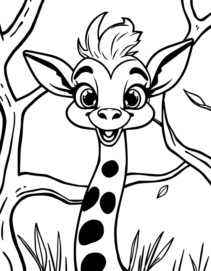 Cheerful cartoon gerenuk coloring page