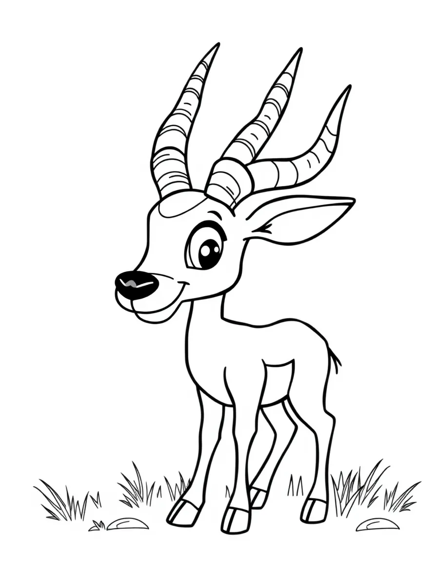 Cheerful cartoon springbok coloring page