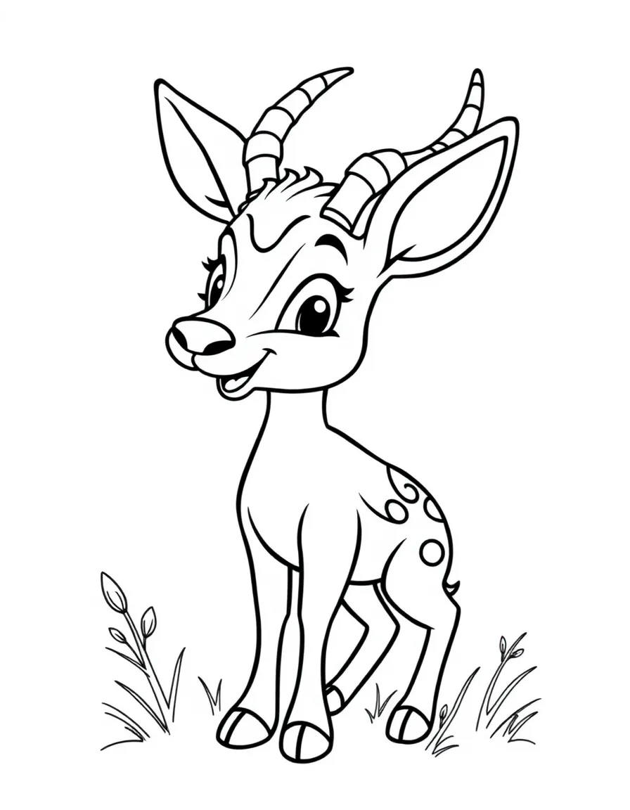 Cheerful cartoon steenbok coloring page