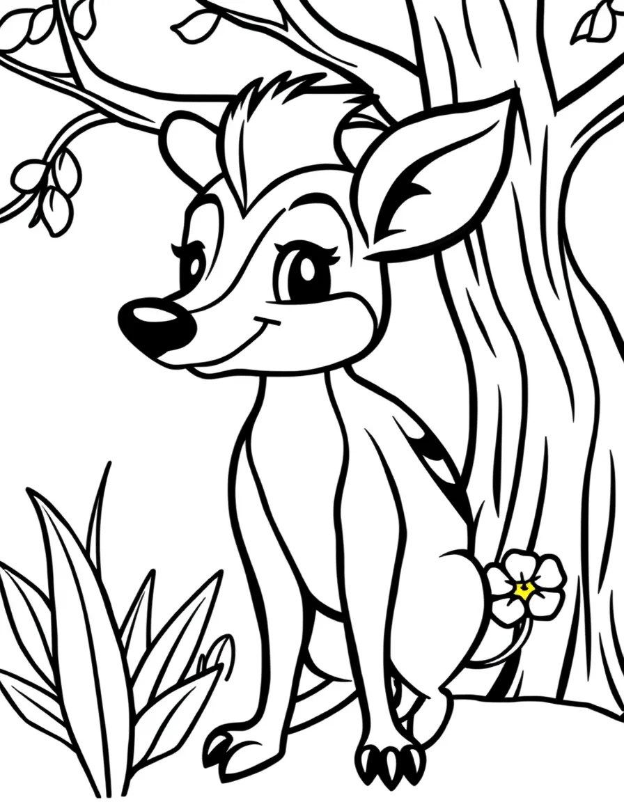 Cheerful cartoon duiker coloring page