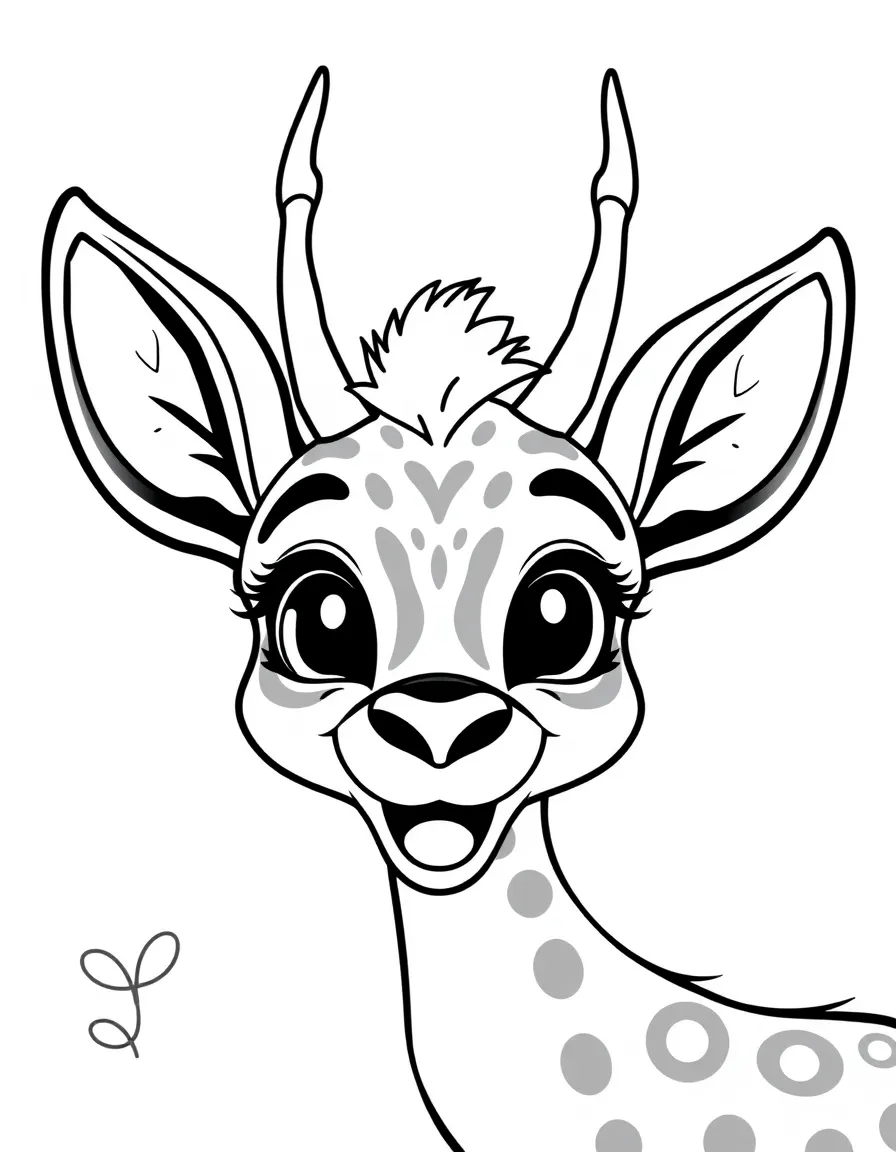 Cheerful cartoon nyala coloring page