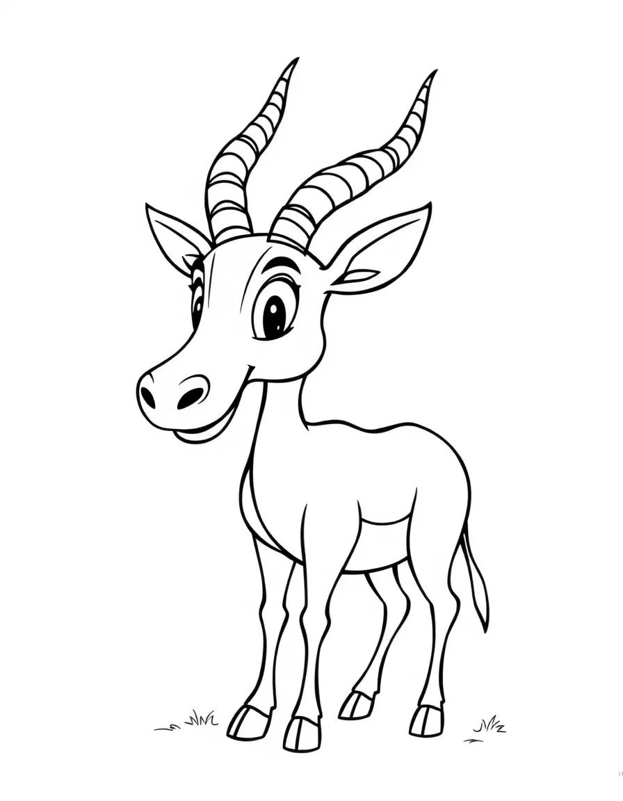 Cheerful cartoon kudu coloring page