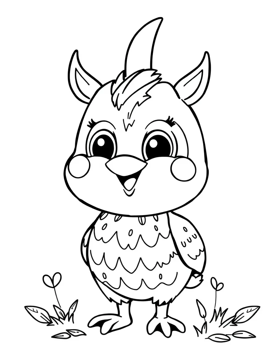 Cheerful cartoon puku coloring page
