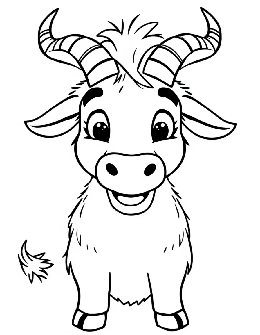 Cheerful cartoon gnu coloring page