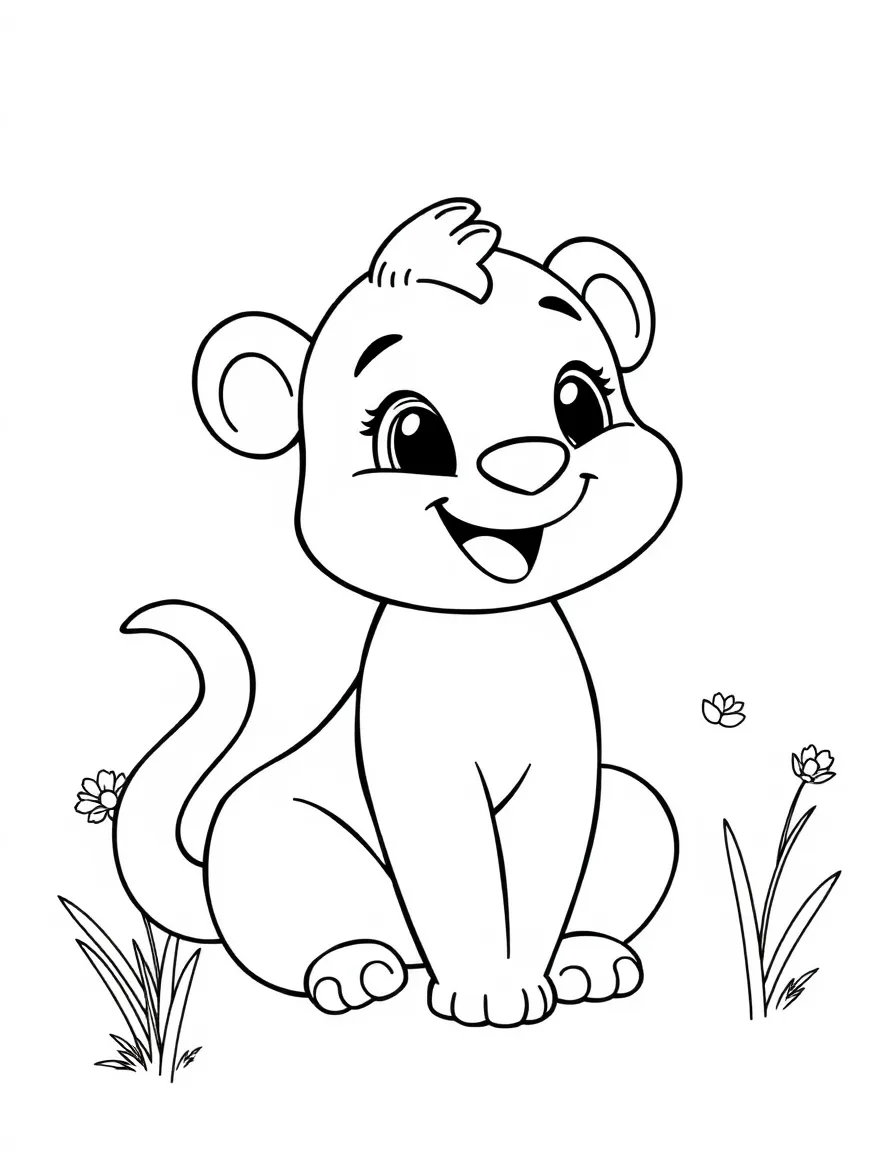 Cheerful cartoon sable coloring page