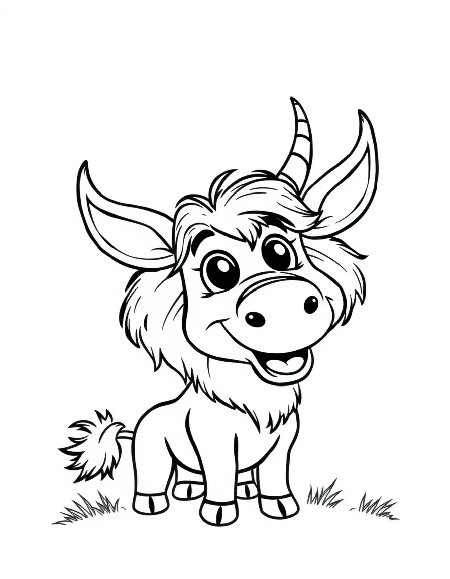 Cheerful cartoon roan coloring page