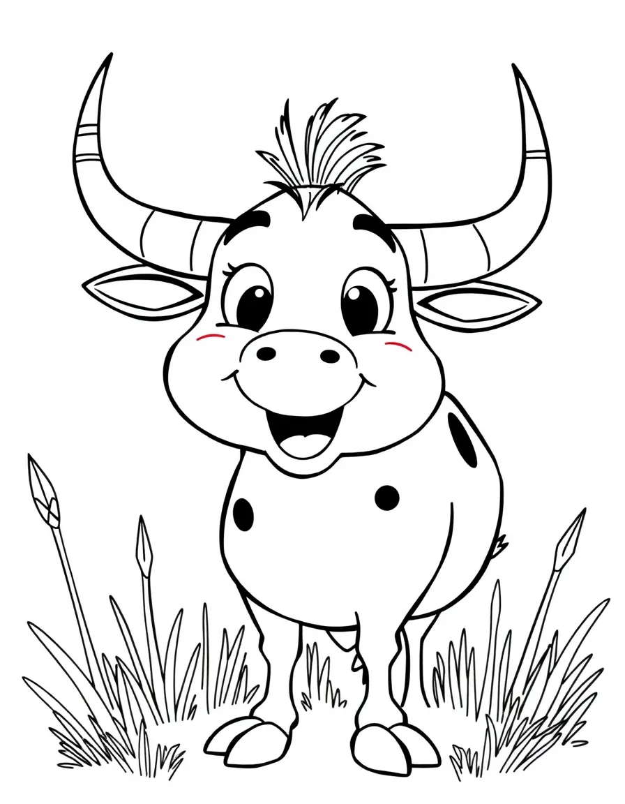 Cheerful cartoon watusi coloring page