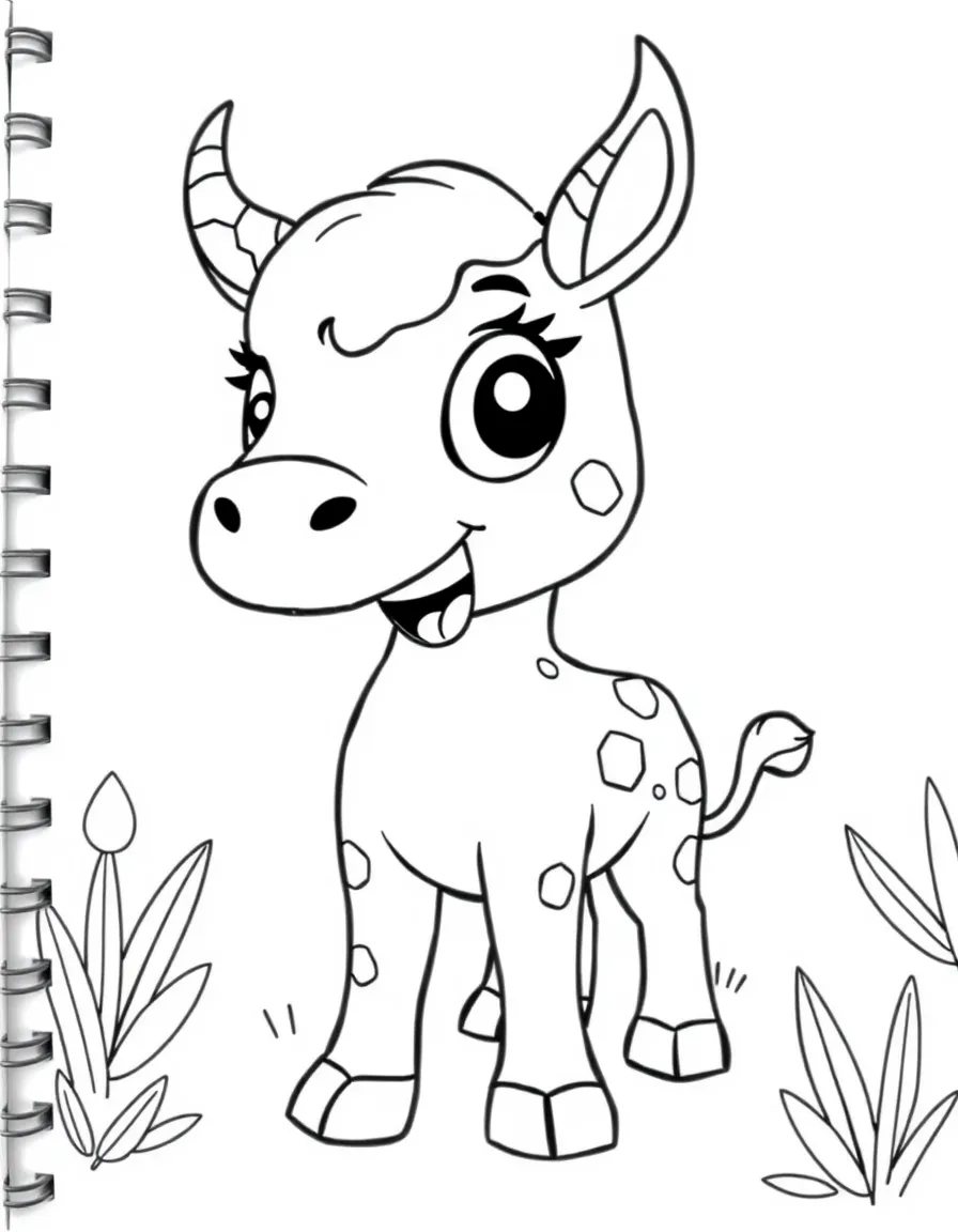 Cheerful cartoon anoa coloring page