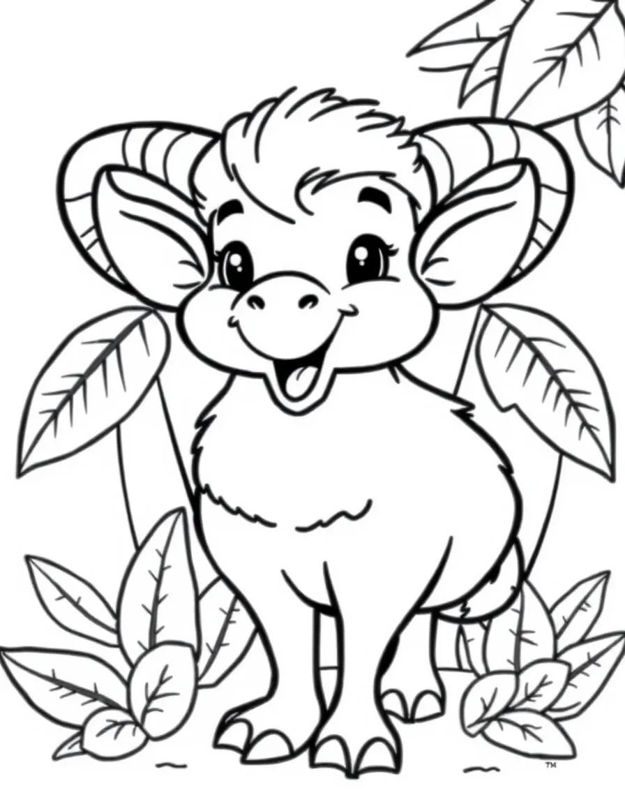 Cheerful cartoon tamaraw coloring page
