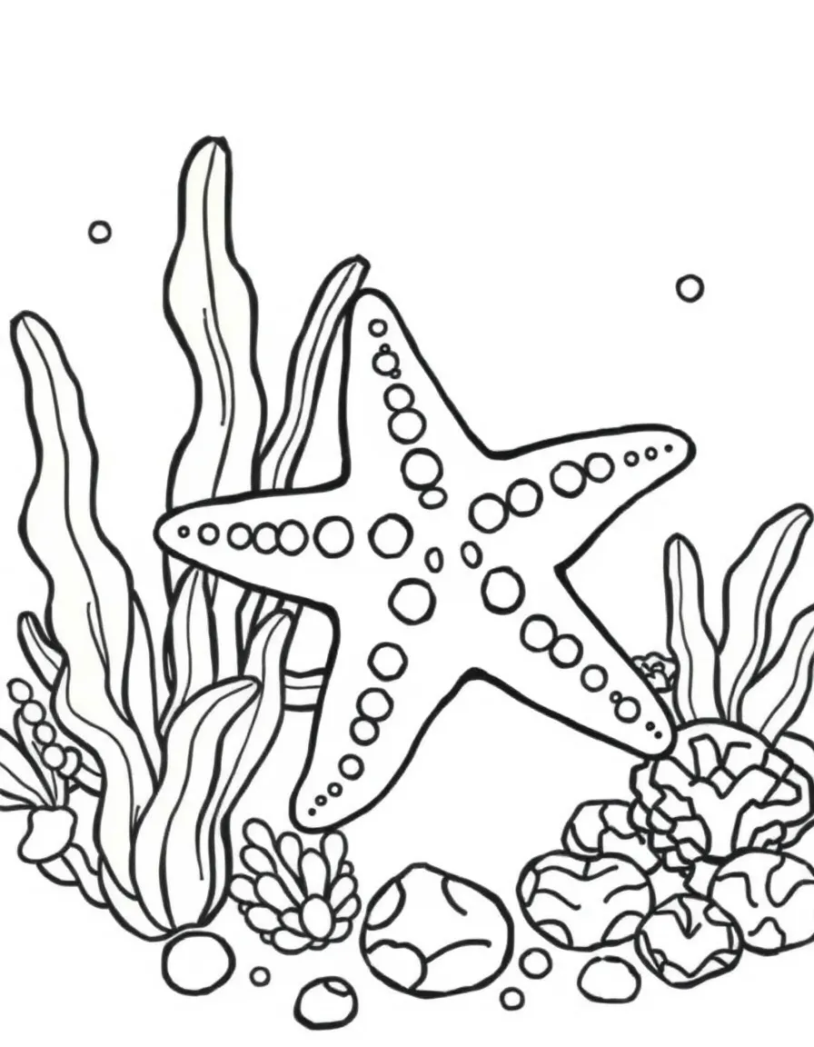 cute starfish resting on sea floor garden coloring page