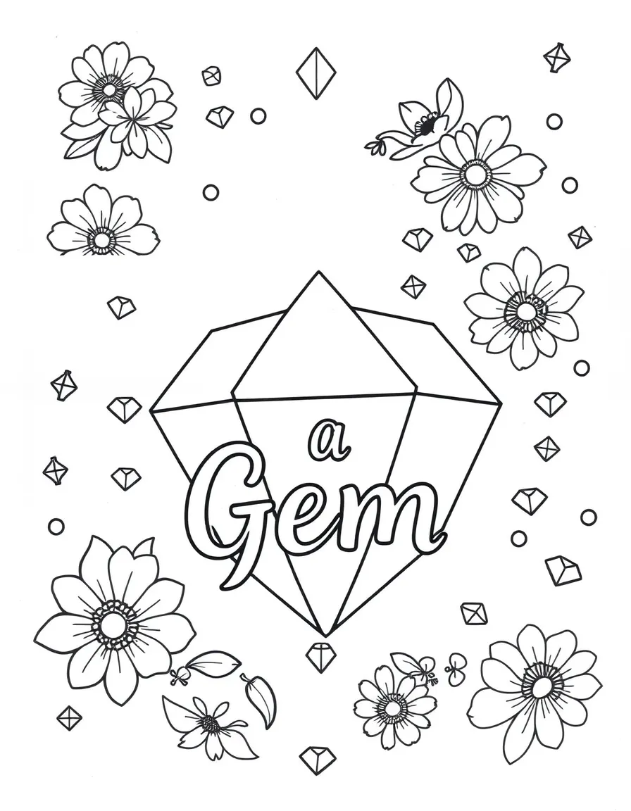 **You are a Gem** precious coloring page, include the text "You are a Gem".
