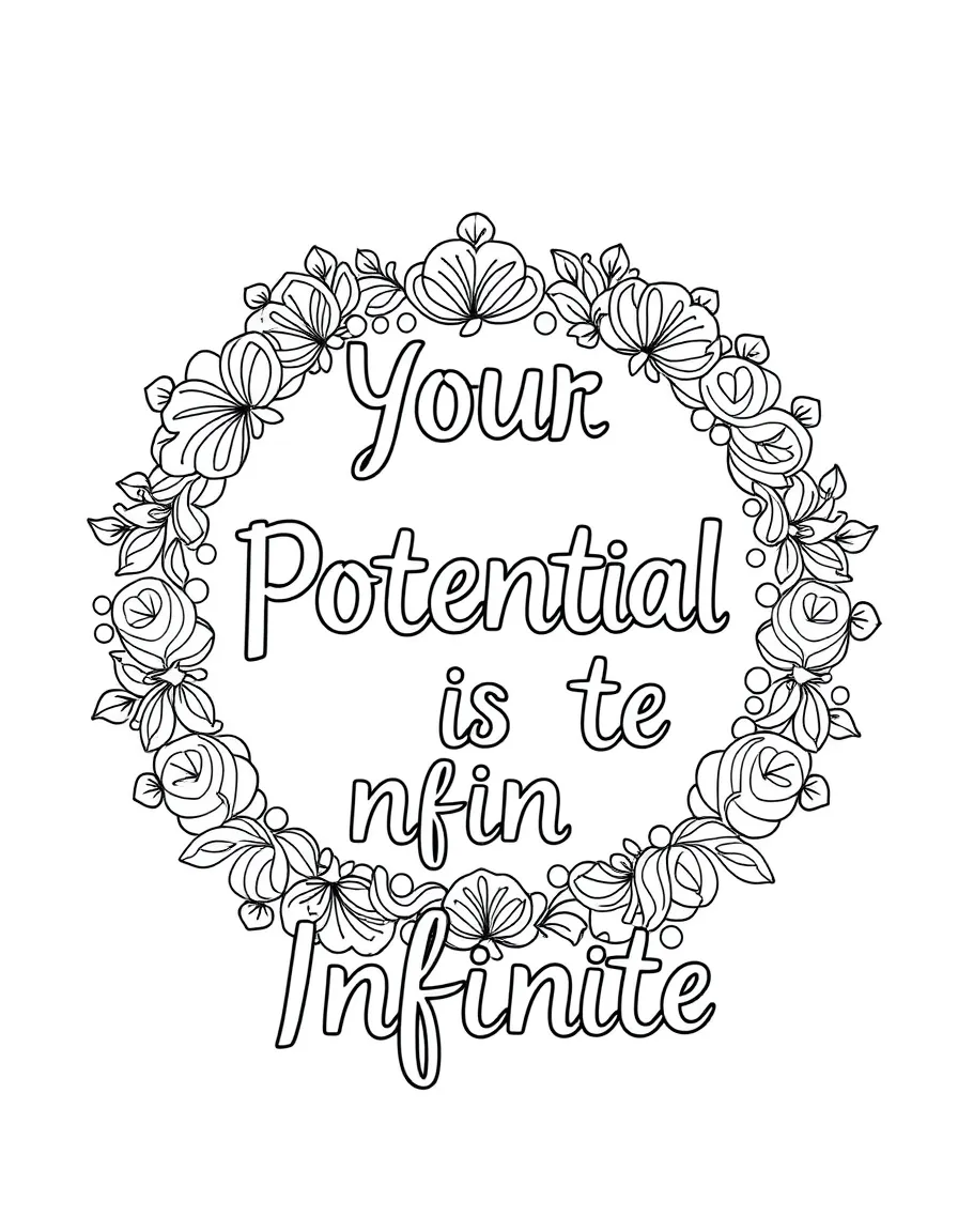**Your Potential is Infinite** limitless coloring page, include the text "Your Potential is Infinite".
