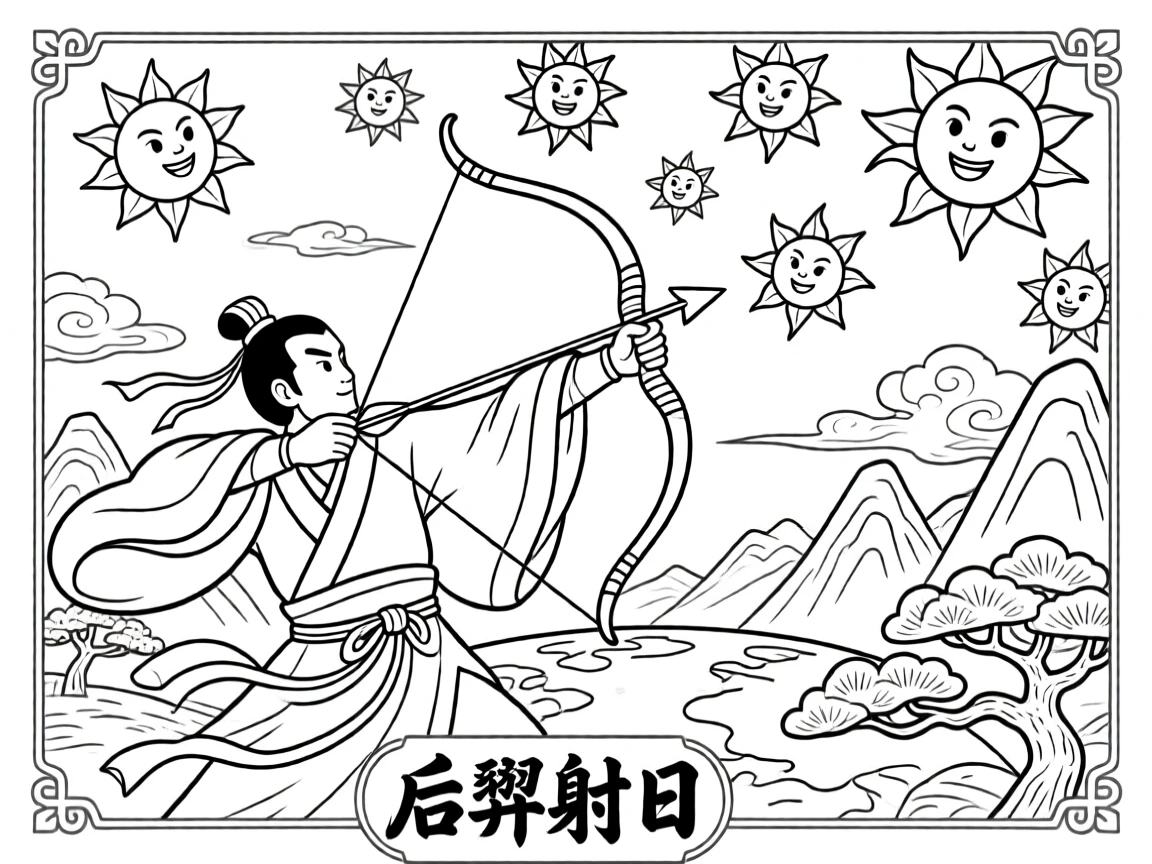 后羿射日，标题"后羿射日"