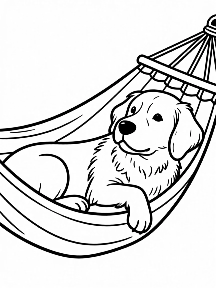 A dog in a hammock