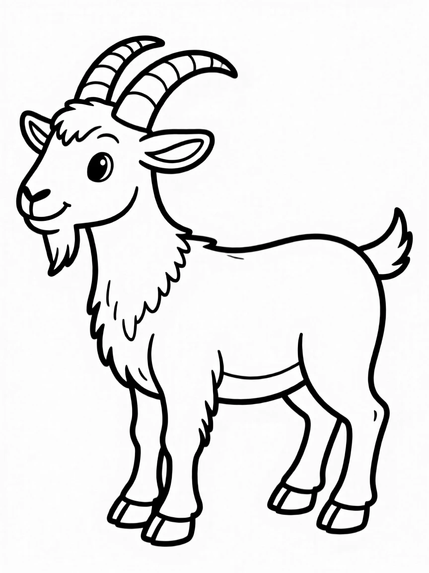 G – Goat: A cartoon goat with short horns, standing sideways.