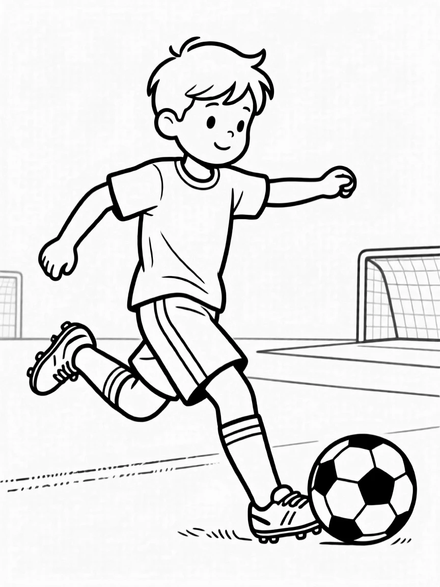 (sports) A child playing soccer