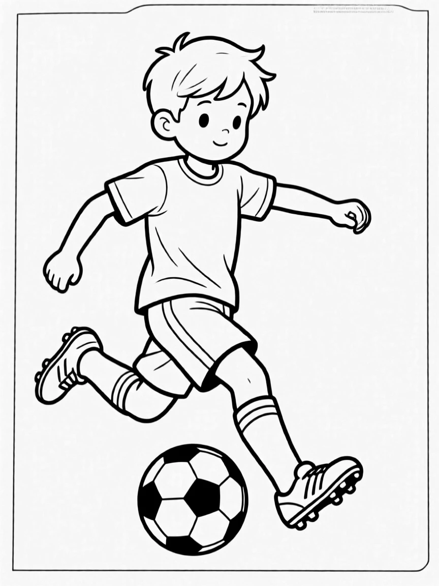 (sports) A child playing soccer