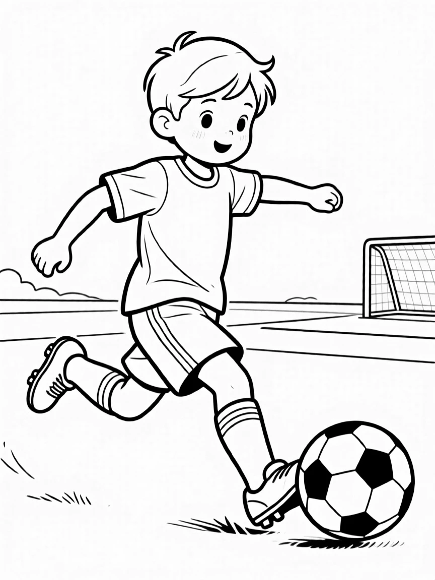 (sports) A child playing soccer