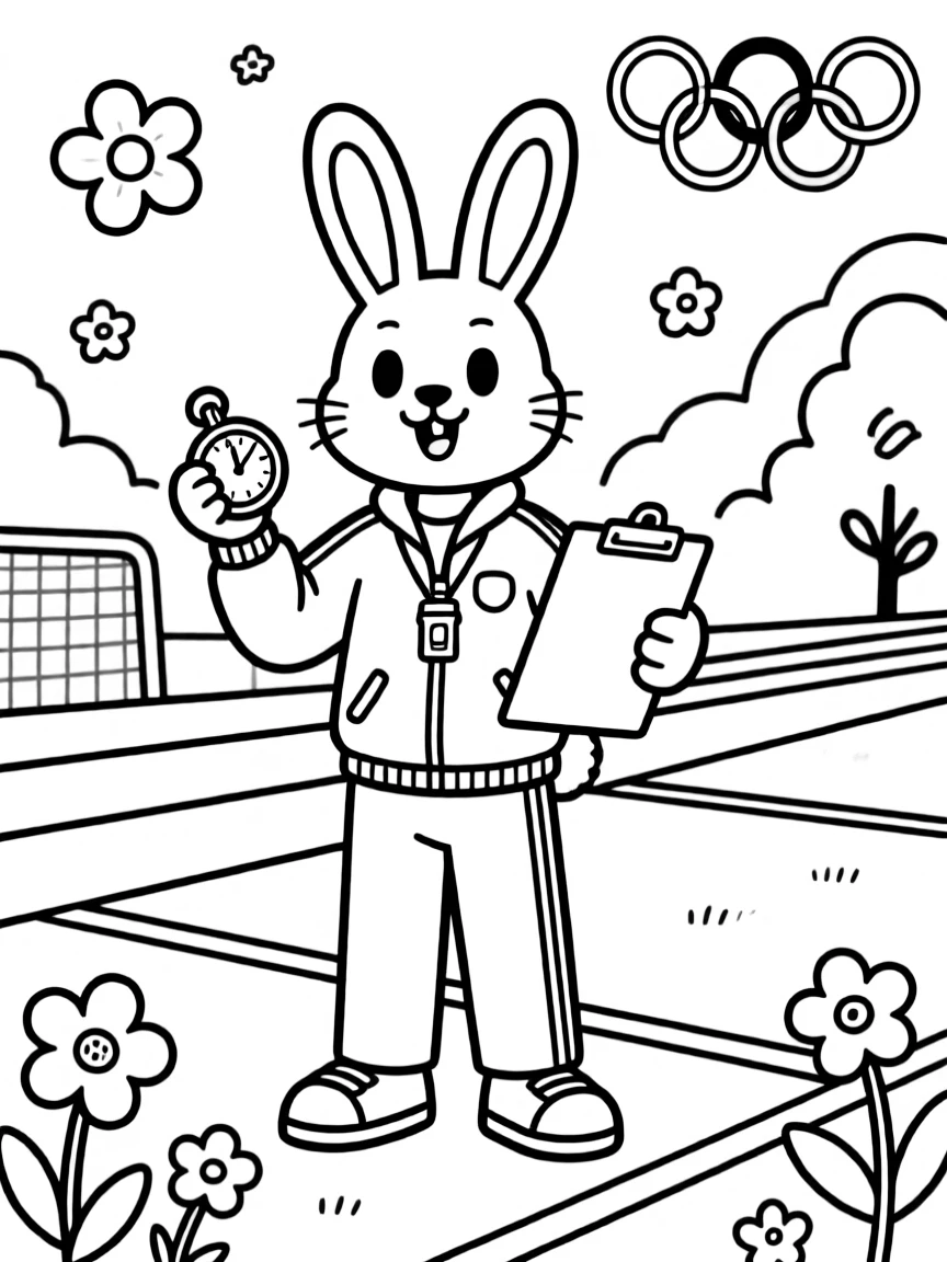 A bunny coach training for the spring Olympics