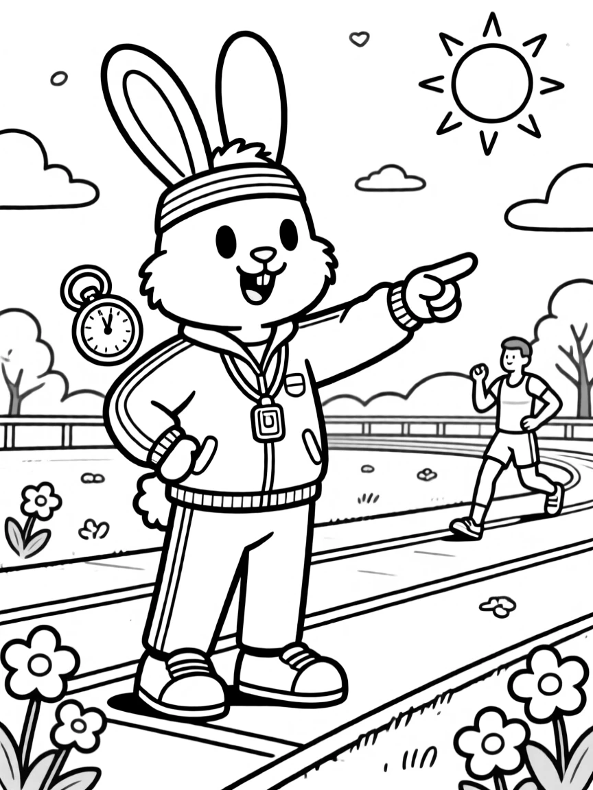 A bunny coach training for the spring Olympics