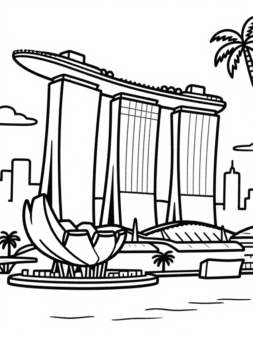 Singapore Marina Bay hotel ship-shaped building