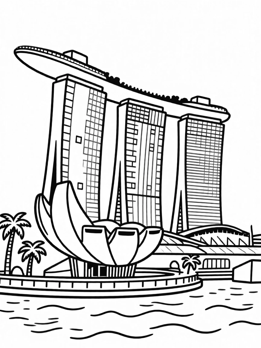 Singapore Marina Bay hotel ship-shaped building