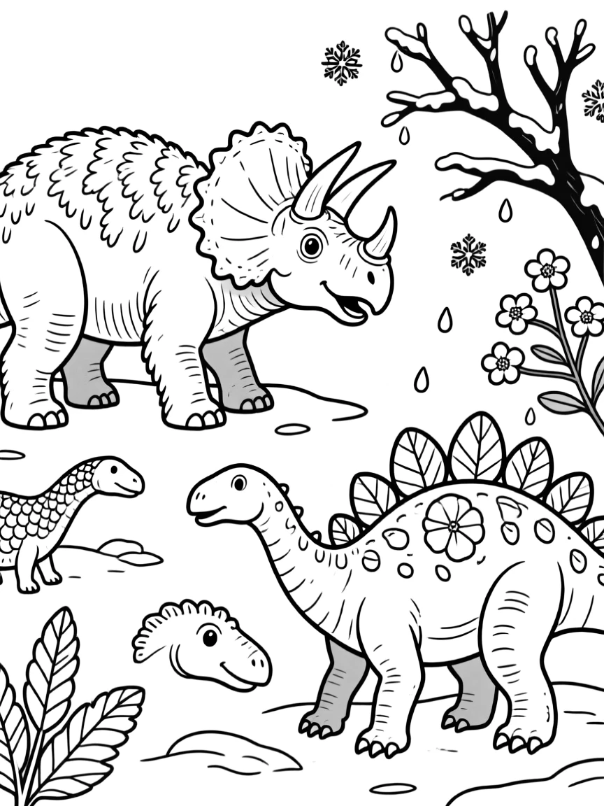 Dinosaurs adapting to seasonal temperature changes