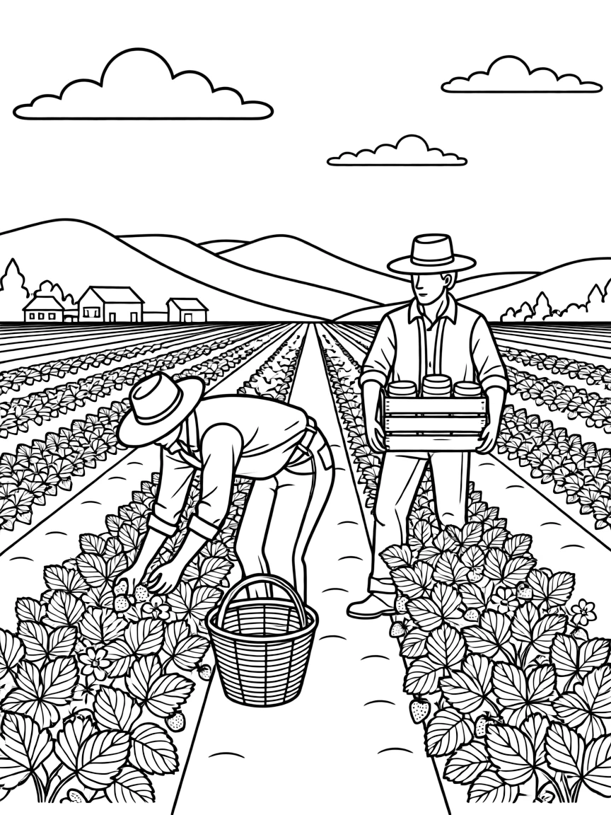 (California) California farmers picking strawberries