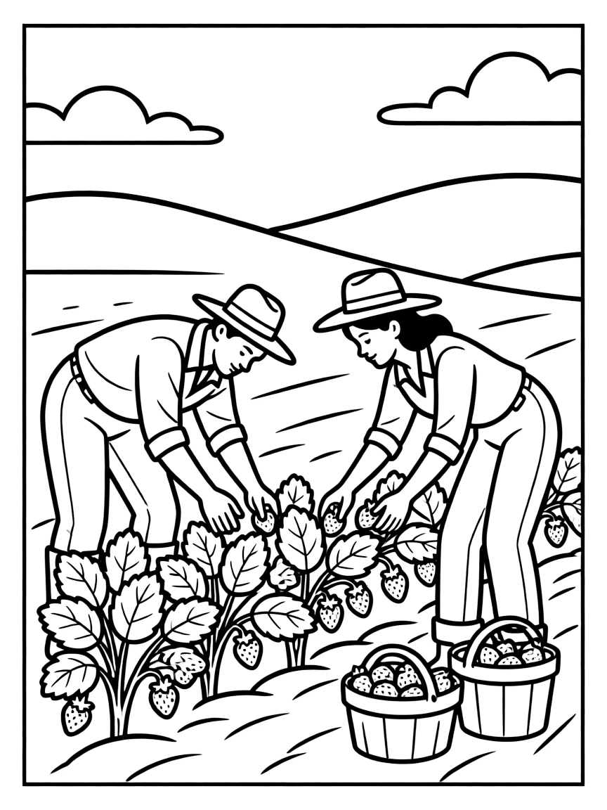 (California) California farmers picking strawberries