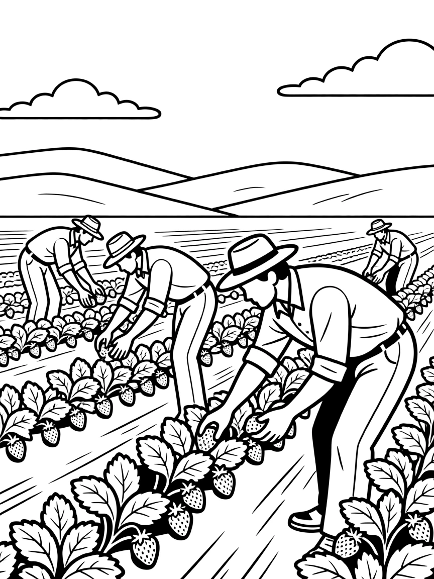 (California) California farmers picking strawberries