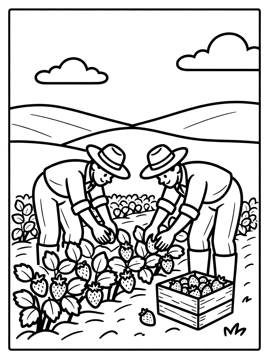 (California) California farmers picking strawberries