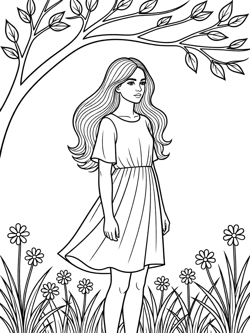 A girl with dark hairs