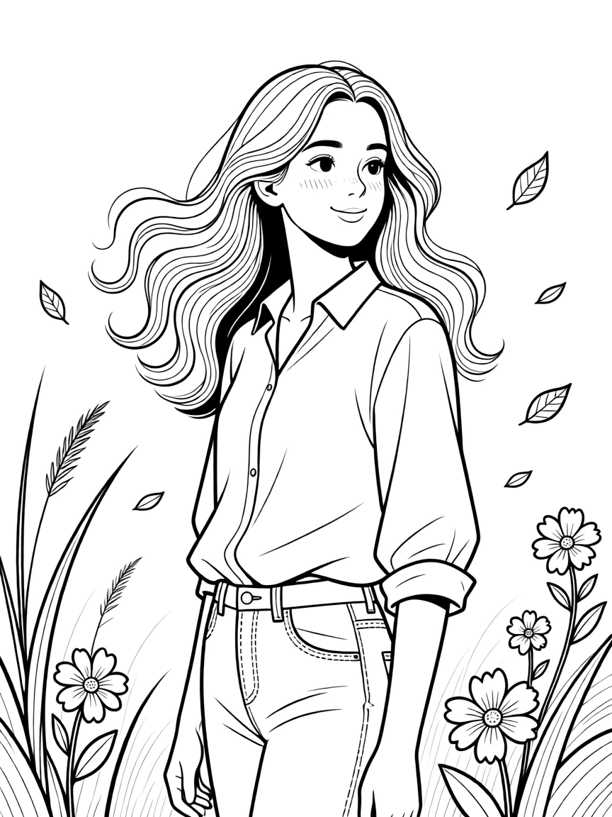 A girl with dark hairs