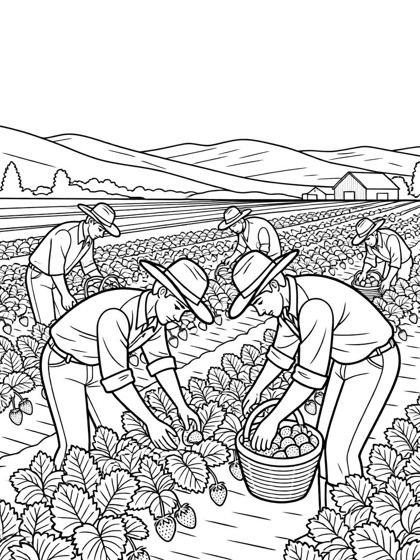 (California) California farmers picking strawberries