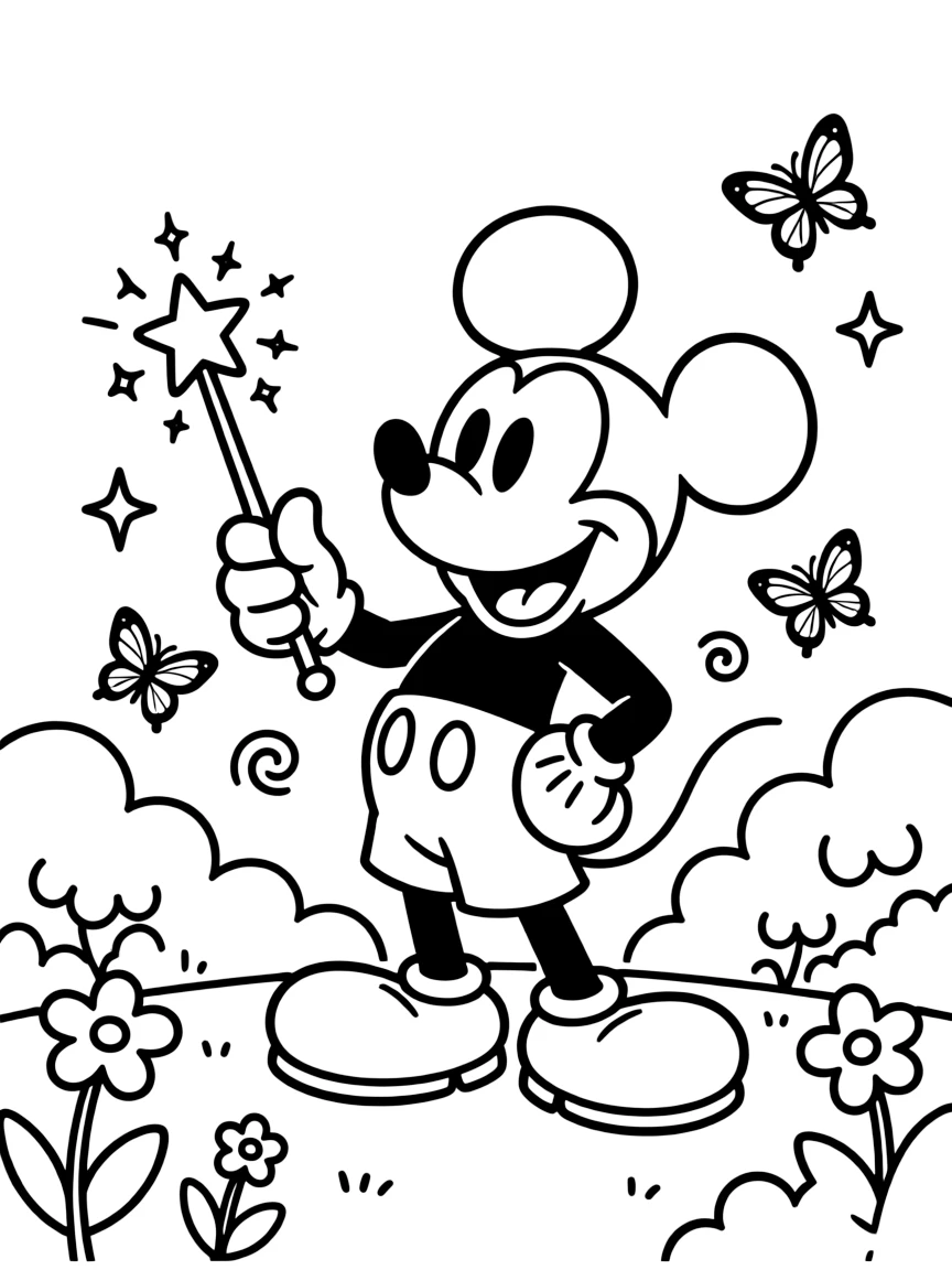 Mickey Mouse with a magic wand