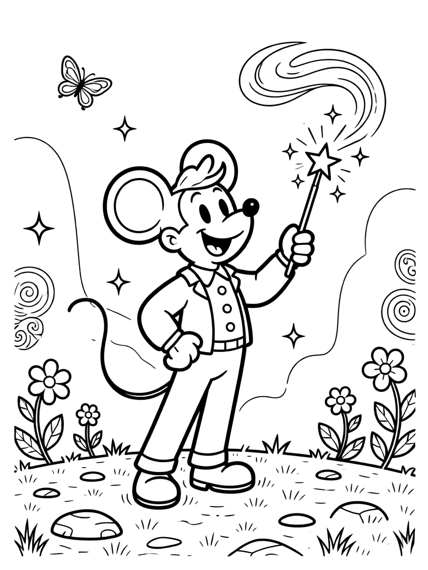 Mickey Mouse with a magic wand