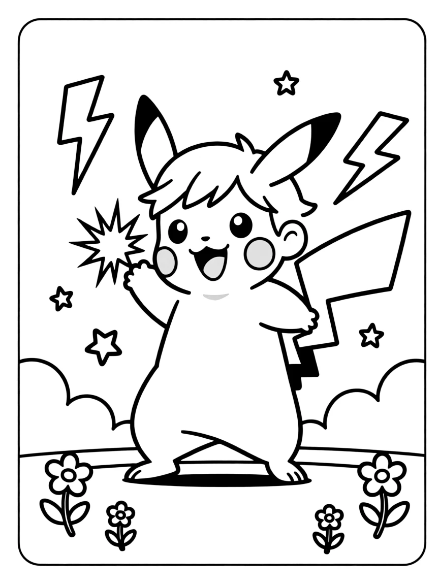 Pikachu charging up an electric attack with cheeks sparking