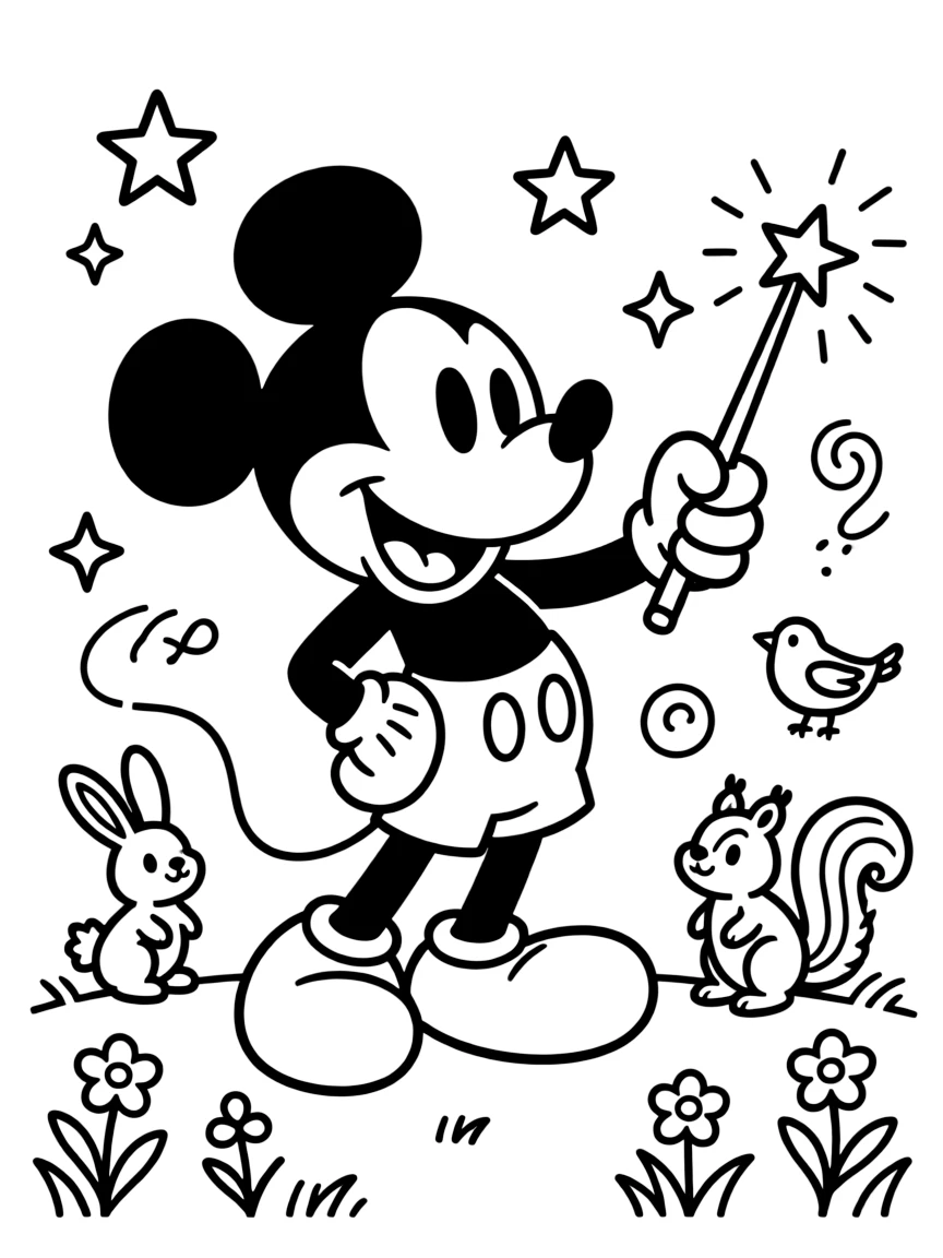 Mickey Mouse with a magic wand