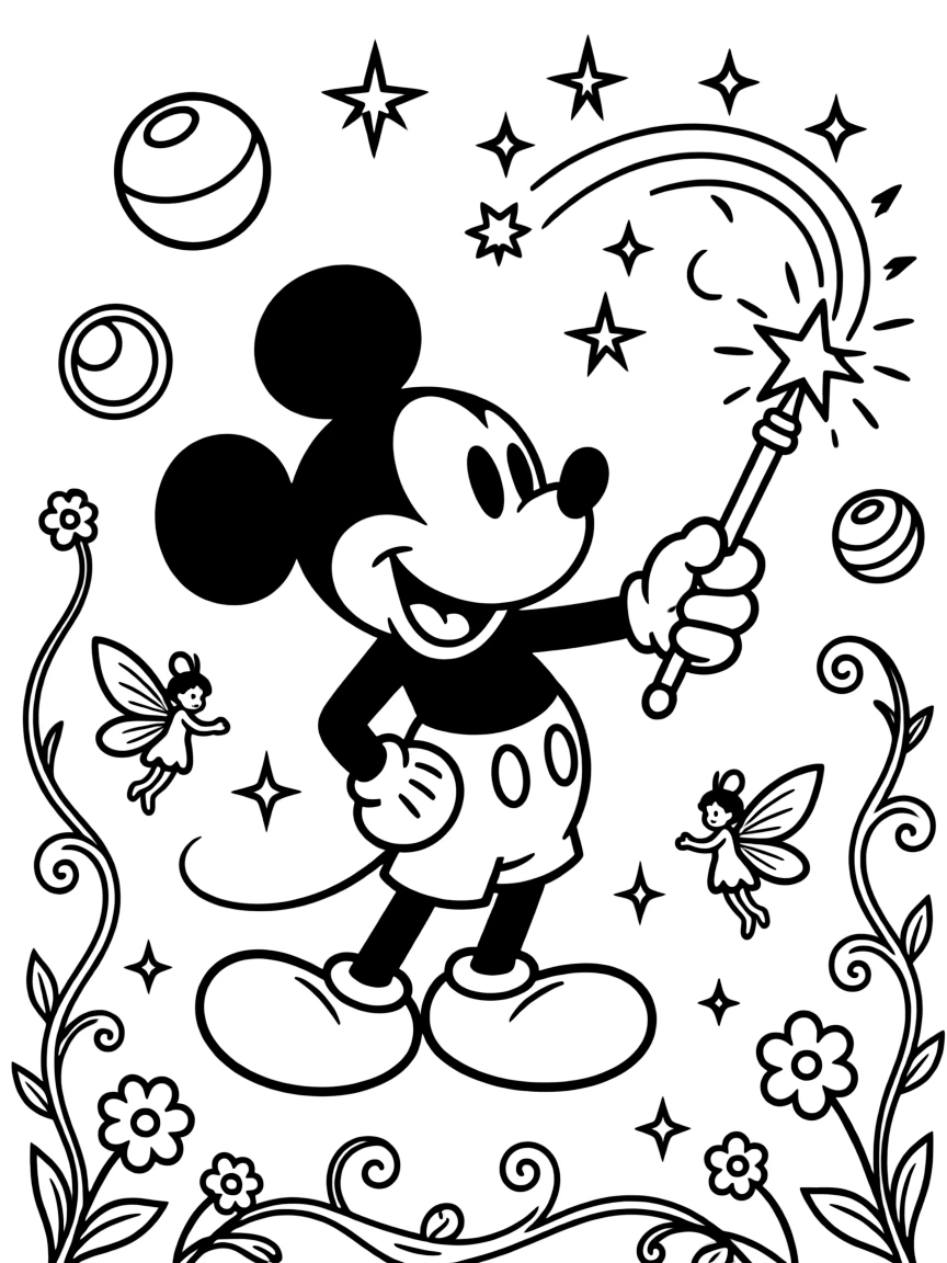 Mickey Mouse with a magic wand