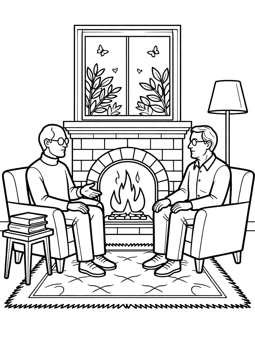 Steve Jobs and bill gates having a fireside chat