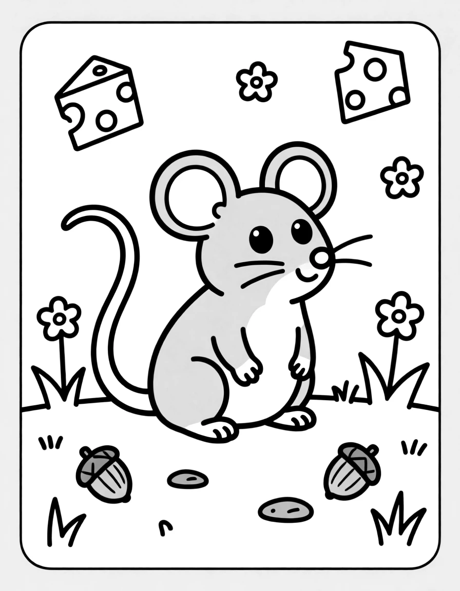 R – Rat: A small gray rat with a long pink tail.