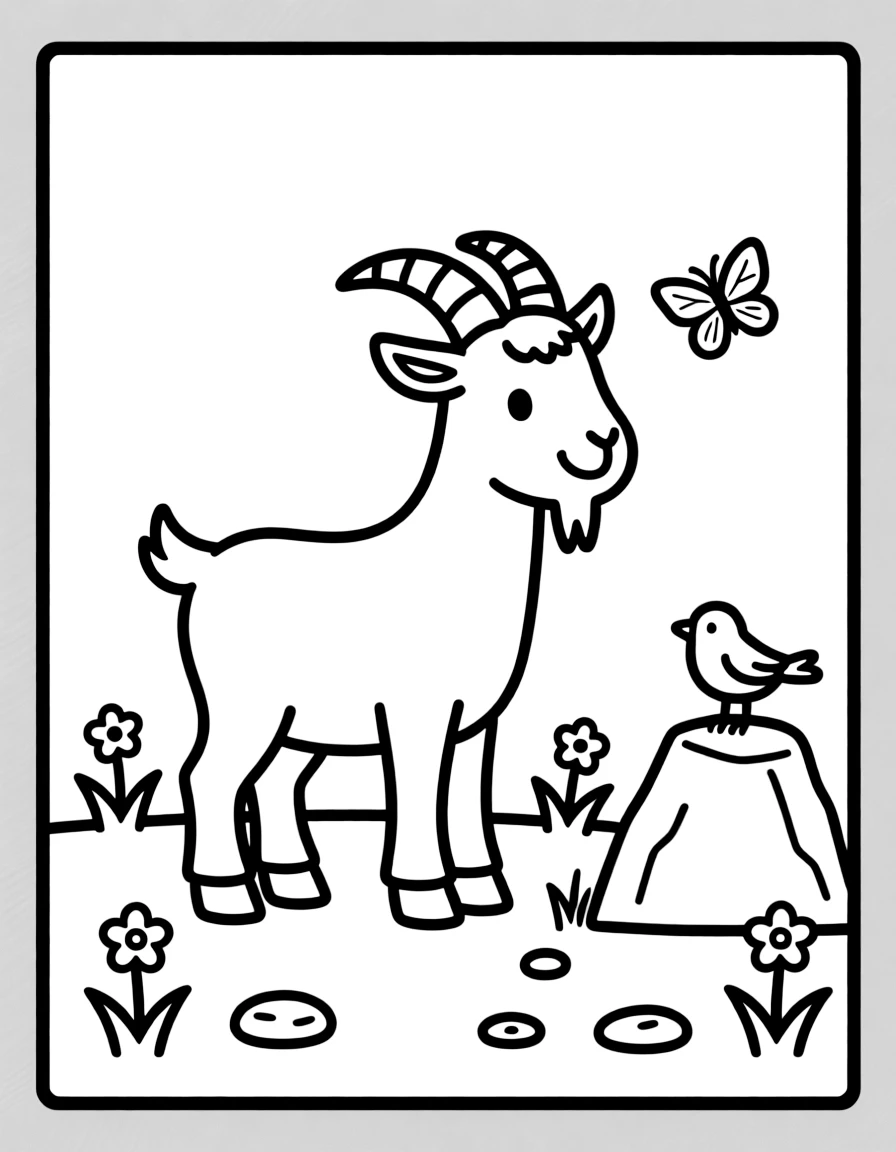 G – Goat: A cartoon goat with short horns, standing sideways.