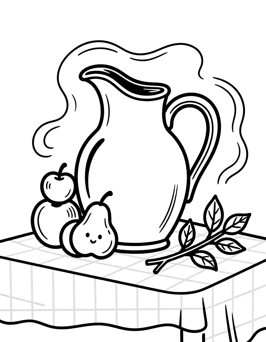 J – Jug: A red jug with a curved handle and spout, shiny ceramic look.