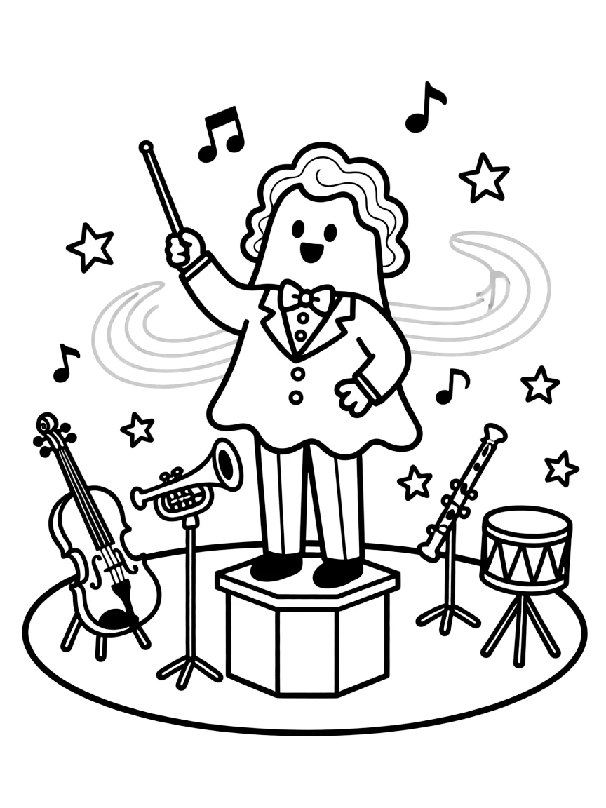 A ghost conductor leading an orchestra of silence