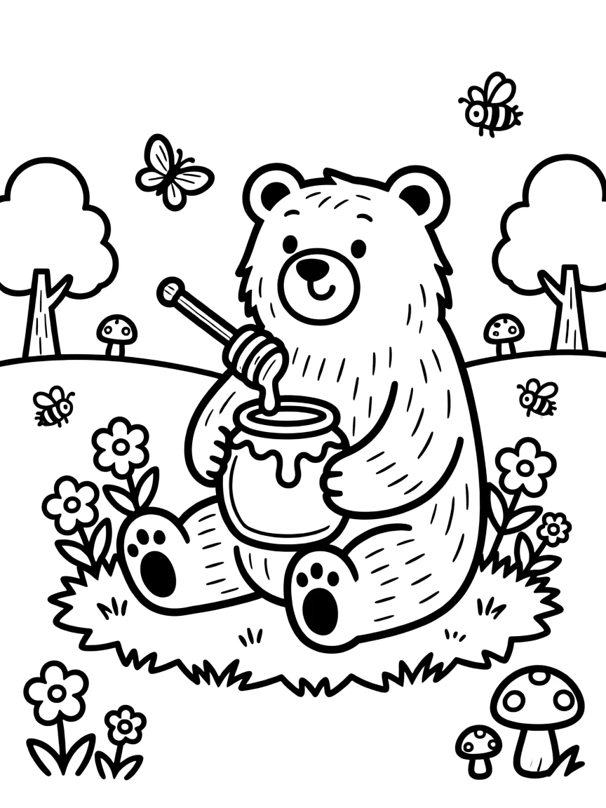 A bear eating honey