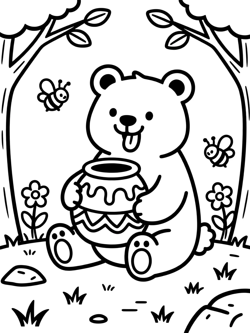 A bear eating honey