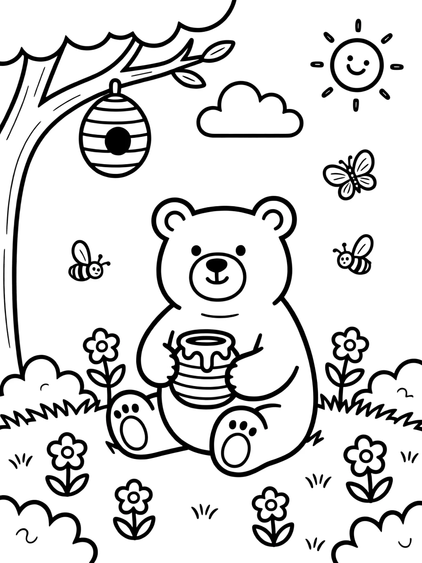 A bear eating honey