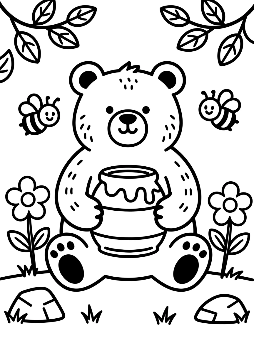 A bear eating honey