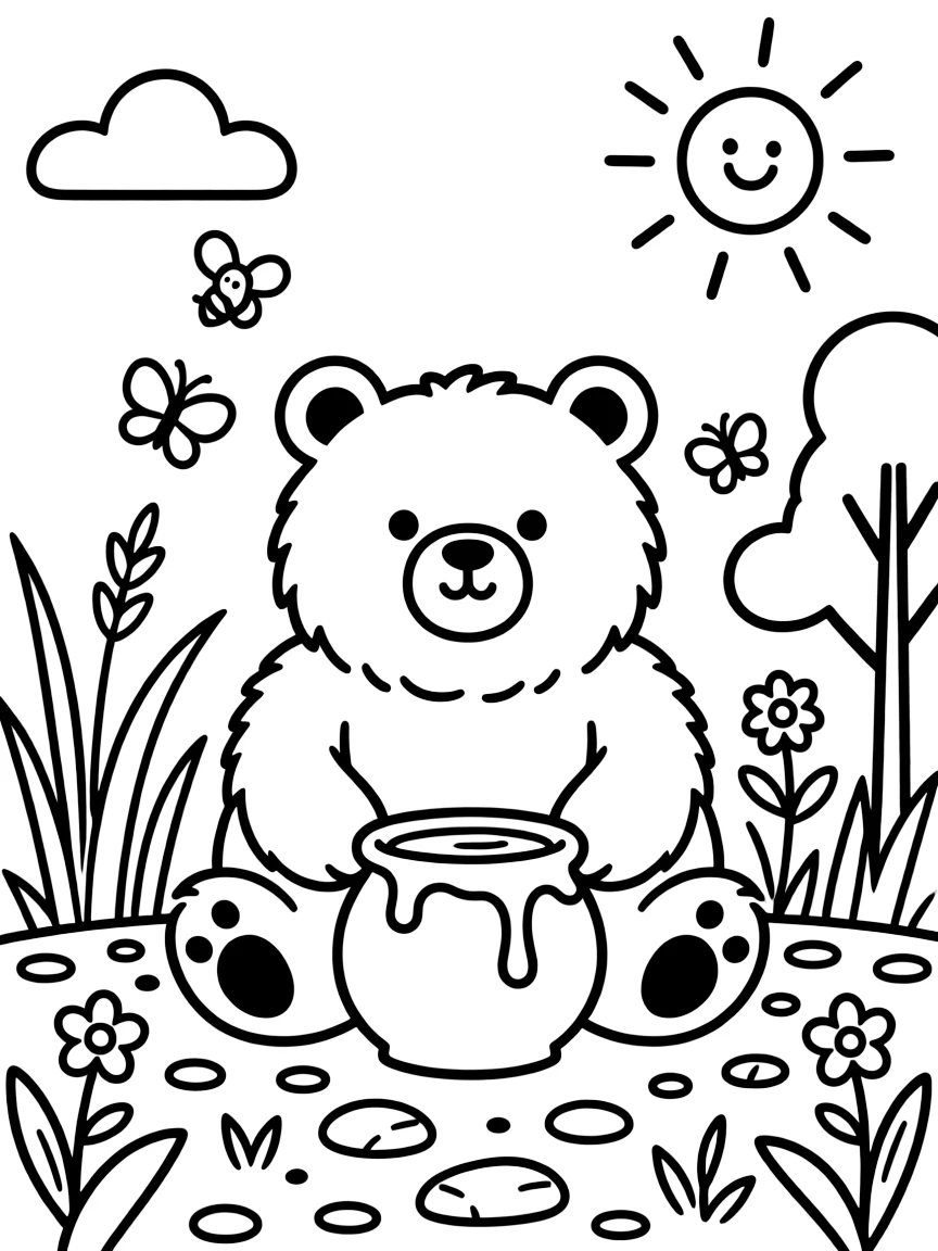A bear eating honey